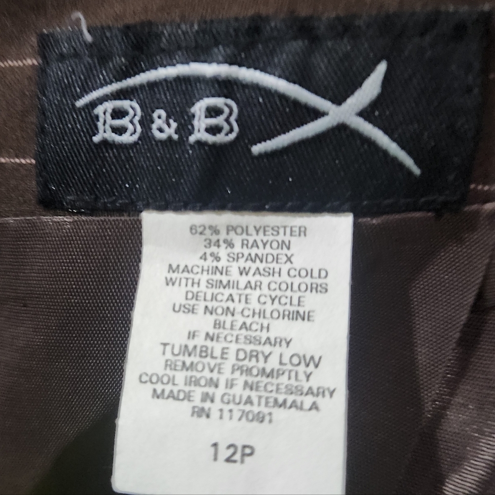 Womens Vintage B&B Brown Pinstripe Pencil Skirt Size 12p - Picture 3 of 4